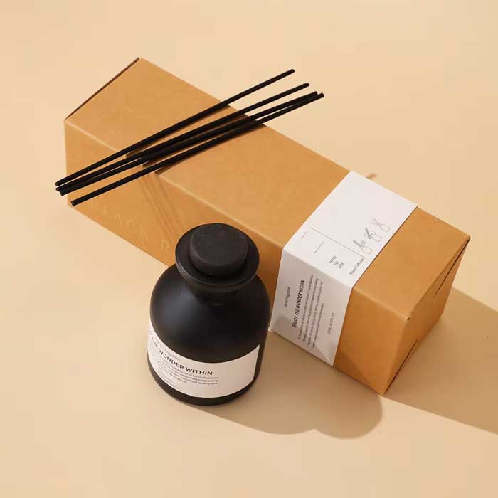 50ml 100ml 150ml Reed Diffuser Bottle, Empty Matte Black Glass Jar with Black Sticks, Fragrance Replacement Container for Home, Hotel, Restaurant, Office