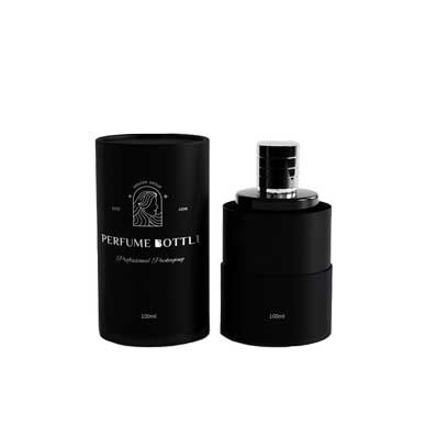 Wholesale empty refillable 50ml 100ml black perfume bottle with crimp neck fine mist sprayer for travel