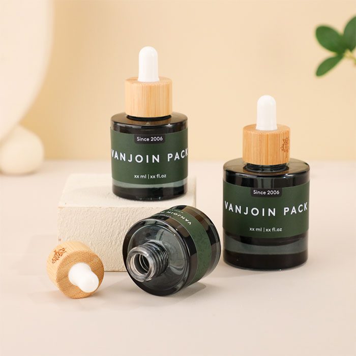 Glass Dropper Bottle, Empty Round Glass Travel Bottles With Eye Droppers, Natural Bamboo Dropper Cap for Essential Oils, Colognes & Perfume,Aromatherapy,Liquids