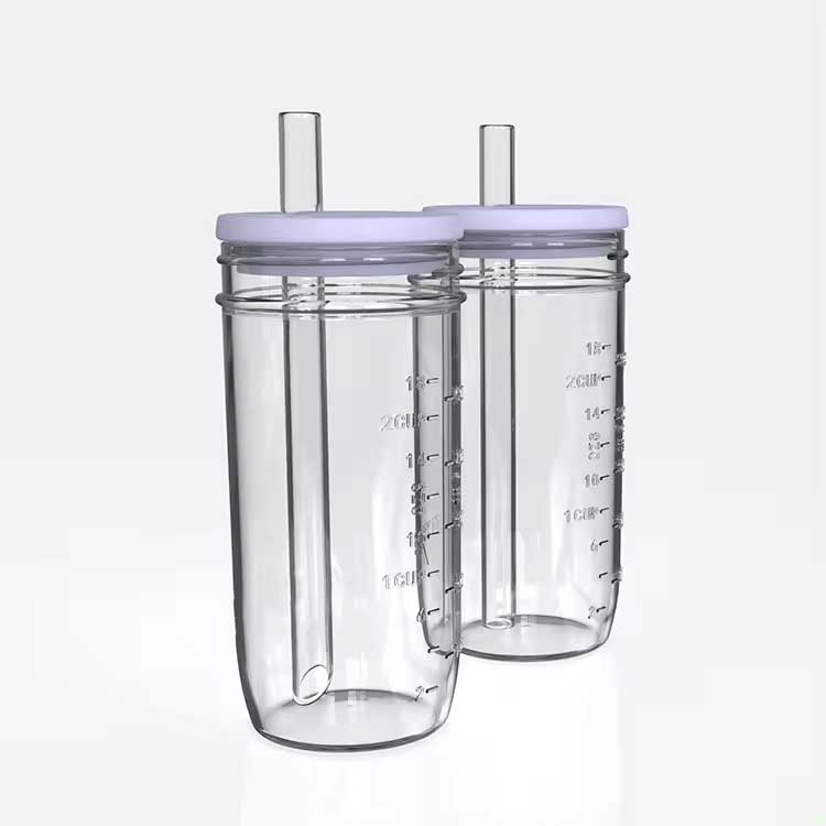 Wide mouth reusable drinking glasses 16oz glass smoothie cups with lids and straws
