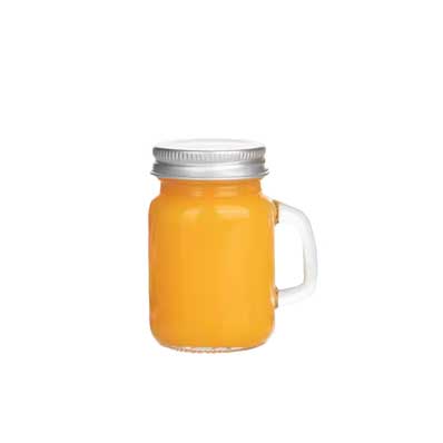 Small square mini size 30ml glass mason jar with handle screw lid for juice honey sauce jam syrup