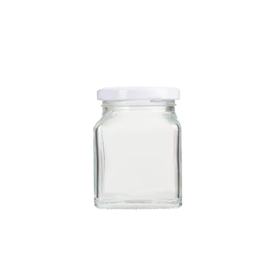 Clear slant shouder 6oz small glass sauce jar with lid kitchen storage container for tea coffee sugar sipce candy wholesale