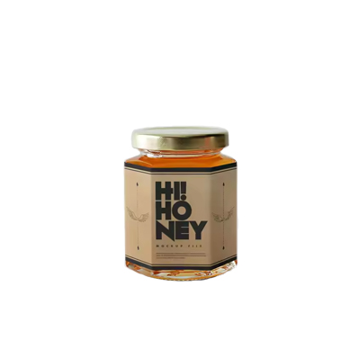 Custom logo 45ml 100ml 180ml 280ml 380ml 480ml jam sauce storage jar clear hexagon glass honey jar with lug lid and dipper