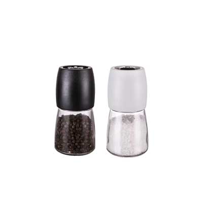 Refillable small 140ml glass salt and pepper grinders adjustable manual pepper mill for home and kitchen