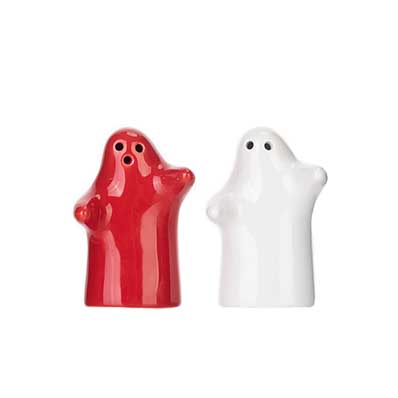 Hugging shakers, salt and pepper shakers, lovely ceramic couple set, white and red for gift and decor