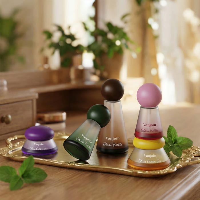 Refillable Frosted Glass Lotion Pump Bottle Cosmetic Travel Toiletries Container Dispenser Vials Pot Jars for Cream Foundation Emulsion Essencial Oil