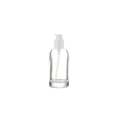 1oz Clear Glass Pump Bottles, 30ml with white Pump, Empty Refillable Travel Size Small Container For Lotion Cream Essentil Oil Shampoo