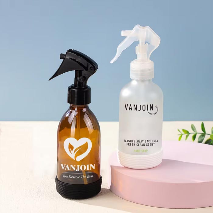 Glass Spray Bottles with Silicone Sleeve, 200ml/500ml Empty Refillable Containers with Adjustable Spray Nozzles for Cleaning, Hair, Plants, essential oils