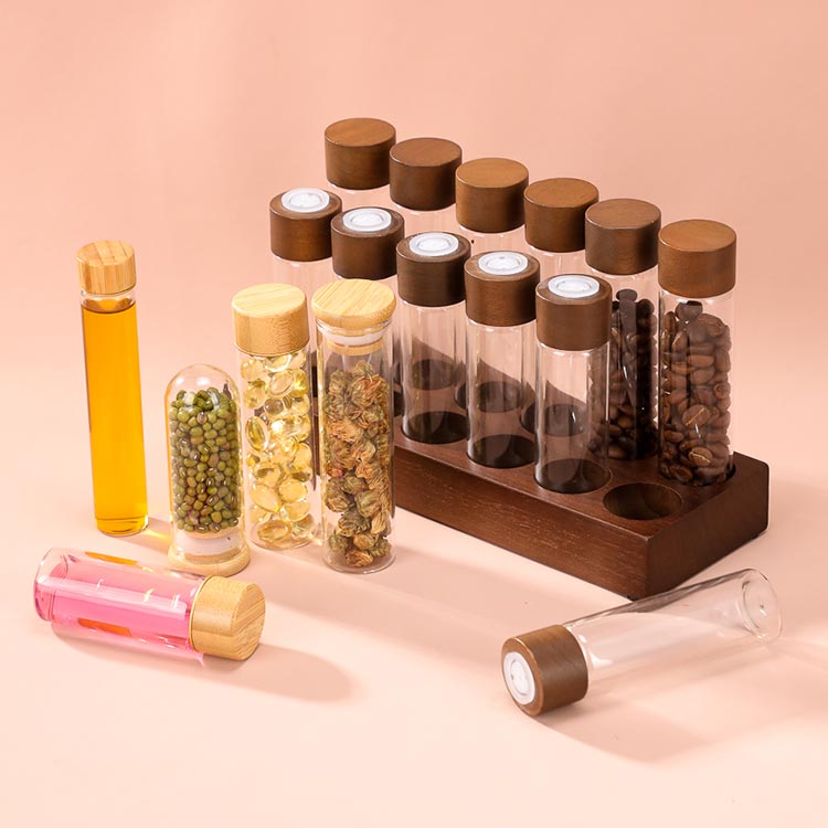 Custom 30ml high Borosilicate Glass Test Tubes with Cork Stoppers, glass Liquid Sample Vial, Clear Flat Test Tubes for Bath Salt, Candy Storage, Scientific Experiments, Party Decoration and Plant Propagation