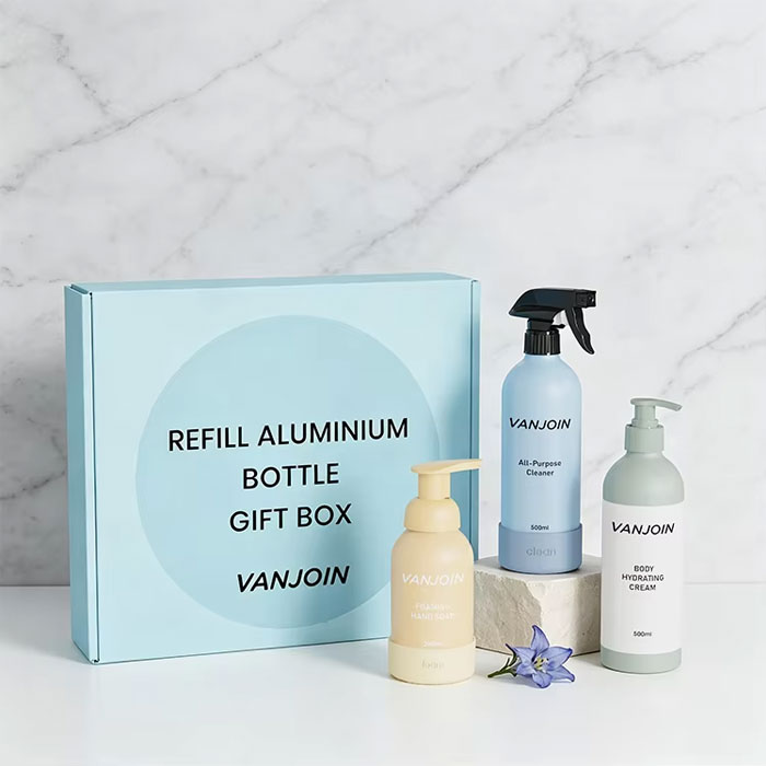 Custom Aluminium Bottle Liquid Soap Perfume Lotions Shampoos Metal Aluminium Bottle with Mist Nozzle Spray Lotion Pump Set