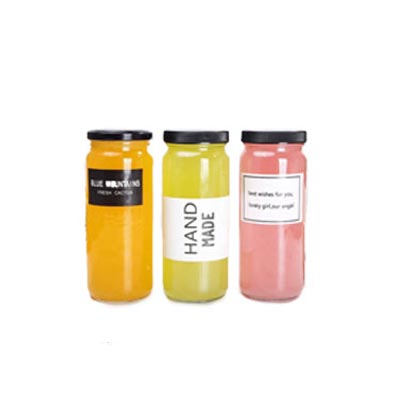 Large clear 480ml cylinder glass juice jars with lids for fruit