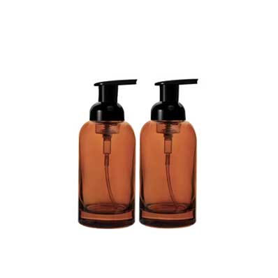 8oz 12oz amber glass foam pump bottle glass foam hand soap dispenser for bathroom or kitchen sink, pump bottles for hand soap, body wash, clear/amber/black