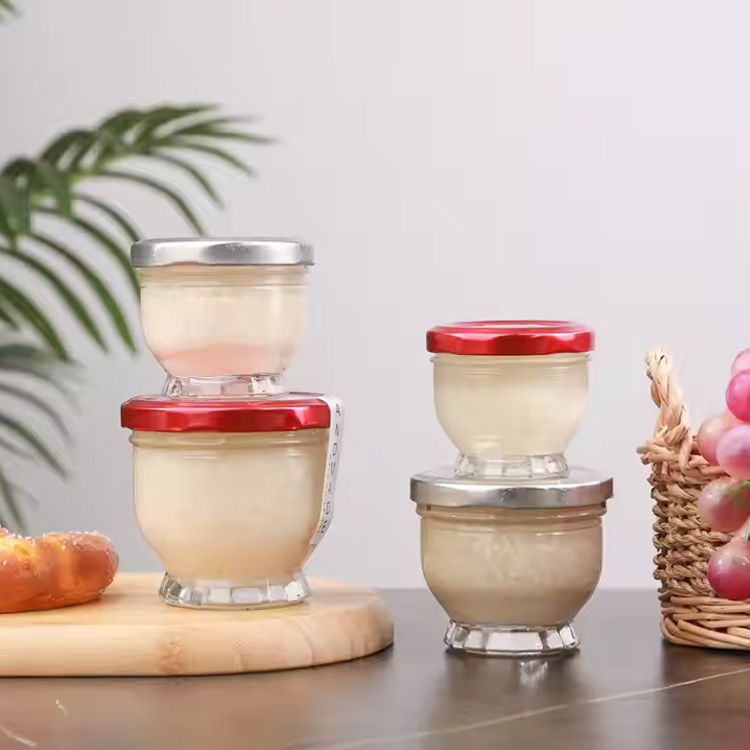 50ml 75ml 150ml mini pudding butter yogurt caviar jars bird nest glass bottle storage jar with tinplate screw lid